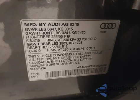2019 Audi Q7 55 Premium/55 Se Premium z USA, uszkodzony, nr VIN WA1LAAF75KD036096